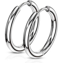 Silver-tone steel earrings - Thin 12mm hoops