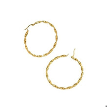 Women's twisted hoop earrings 50 mm gold-plated stainless steel BOC 851