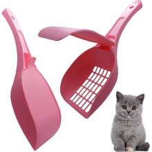 Cat litter scoop with lid for clumping litter, wood pellets, poop scoop (Pink)