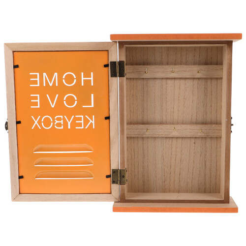 1Boîte Murale Rangement Bois Orange Accessoire Déco Salon