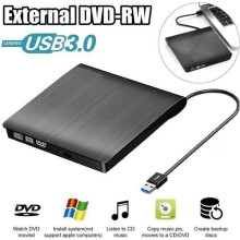 Ultra Slim Portable External USB 3.0 DVD/CD Reader/Writer - Black - Plug and Play - High Speed