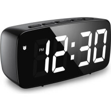 Digital Alarm Clock, LED Alarm Clock with Snooze, Adjustable Brightness, with Daytime Mode, 2 Power Supply Modes (Black)