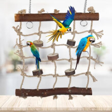 Bird toy - Climbing ladder - Natural wood - Hemp rope - Durable and safe