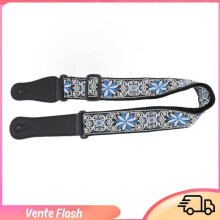 Guitar strap - DILWE - Embroidered leather - Comfortable - Adjustable - Blue