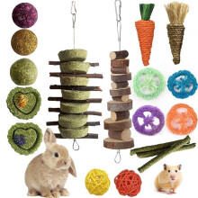 Chew toys - PZCC - 16 pieces - Natural wood - For small rodents - Dental care
