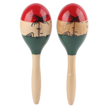Set of 2 wooden rattles for musical instrument Maracas, hand percussion, toy for early childhood education