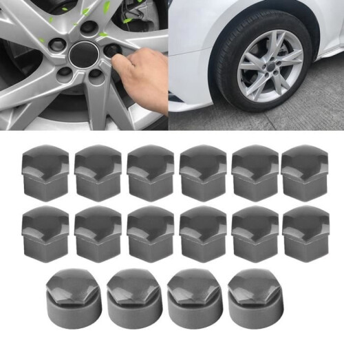 Protective Caps for Audi Wheel Nuts - Grey - 20 pcs 17mm