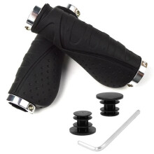 Ergonomic Non-Slip Bicycle Handlebar Grips, Rubber Bike Grips with Double Locks, Black/Silver