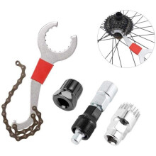 Bicycle derailleur cassette removal tool kit, multi-function repair kit with chain whip tools