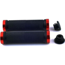 DOUBLE LOCK ON BMX MTB BICYCLE GRIPS Black Red