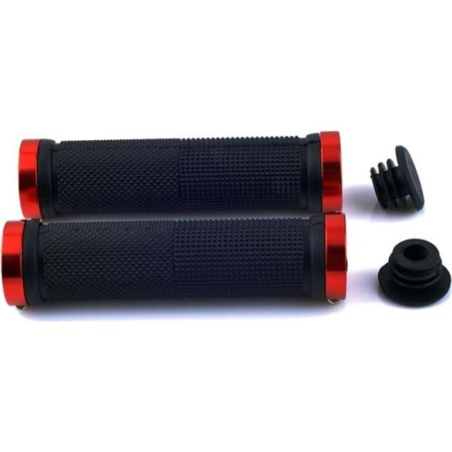 DOUBLE LOCK ON BMX MTB BICYCLE GRIPS Black Red