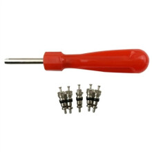 Tire Valve Core Removal Tool + 5 Valve Cores for Car, Bicycle, Motorcycle