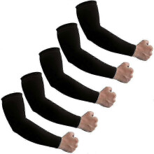 (Black) UV Blocking Tattoo Cover Arm Sleeves, UPF50+ Sun Cooling Sleeves 5 Pairs