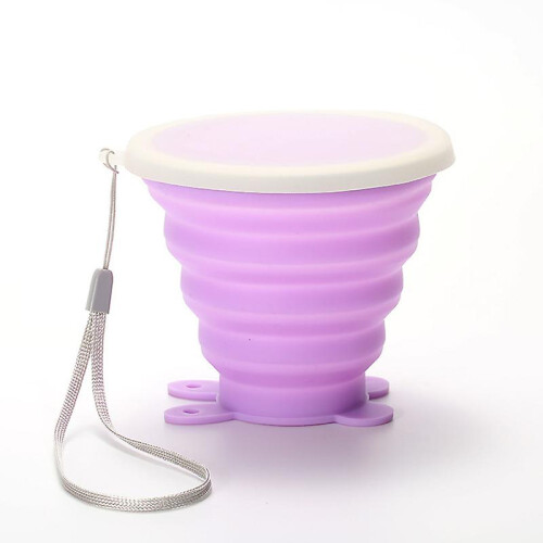 (Purple, 1PC) Bærbart sammenleggbart silikonkaffekrus reisekoppsett