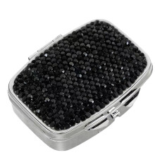 2Boîtes Compartiments Mini Pilulier Métal Avec Noir
