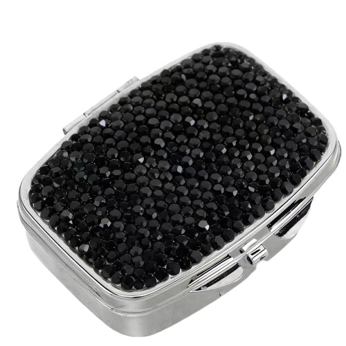 2Boîtes Compartiments Mini Pilulier Métal Avec Noir