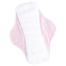 (Light pink) Large Washable Cotton Nursing Pad Leakproof Night Sanitary Napkin for Women Reusable Menstrual Underwear Liner Coral powder