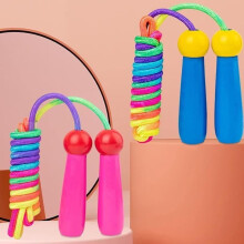 2pcs Junlic Children's Skipping Rope Adjustable Cotton Rope with Comfortable and Non-Slip Wooden Handles