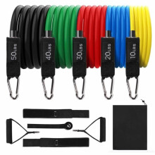Exercise Resistance Bands, Elastic Strength Training Band Set with Foam Handles and Ankle Straps for Gym and Yoga