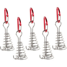 Set of 5 Tent Pegs, Tent Accessories, Rope Tensioner, Round Tube, Windproof Hook, Outdoor Anchor Stakes