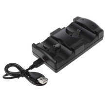 Video Games, Universal Dual Charger Charging Station, Black, USB Powered, for PS3 Move Wireless Controller - A