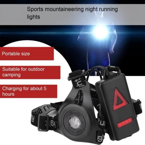 Running Light, USB Rechargeable LED Chest Light, Running Light with Safety Indicators and Strips