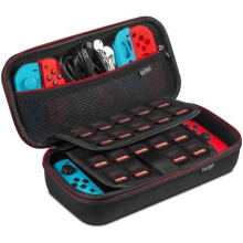 Carrying Case for Nintendo Switch, Portable Protective Travel Case with 19 Laser Games Holders (Black)