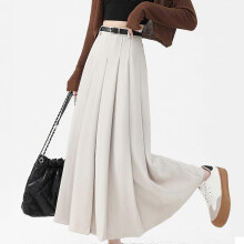 (L, Black) High Waist Pleated Midi Skirt for Women Elegant A Line Designs with Adjustable Belt Fashion Autumn Streetwear coffee XL