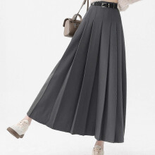 (XL, Black) High Waist Pleated Midi Skirt for Women Elegant A Line Designs with Adjustable Belt Fashion Autumn Streetwear coffee XL