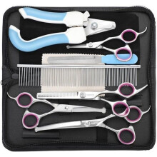 Stainless steel pet grooming scissors kit with round tips - scissors - knot cutters