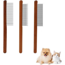 Grooming comb - Not specified - 3 pieces - Stainless steel - Wooden handle - For dogs and cats