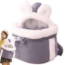 1 piece Pet Backpack Plush Cat Backpack - Rabbit Ears Grey L: 33 cm x 25 cm x 17 cm