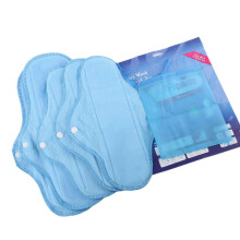 (Blue) 5 szt. wielorazowych niebieskich bawełnianych podpasek menstruacyjnych dla kobiet – chłonne, antybakteryjne, zmywalne wkładki higieniczne