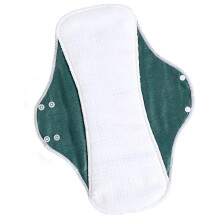 (Dark green) Large Washable Cotton Nursing Pad Leakproof Night Sanitary Napkin for Women Reusable Menstrual Underwear Liner Coral powder