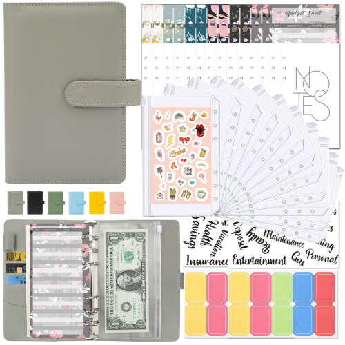 A6-Ringbuch mit Budgetblatt, Budgetplaner Grey