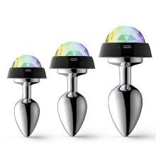 (S) Sound-Controlled LED Anal Plugs, Metal Dilation Plugs, Non-Stainless Steel Posterior Anal Plug S04