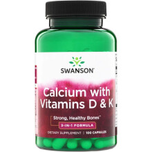 Calcium avec vitamines D et K, 100 gélules Swanson Health Products