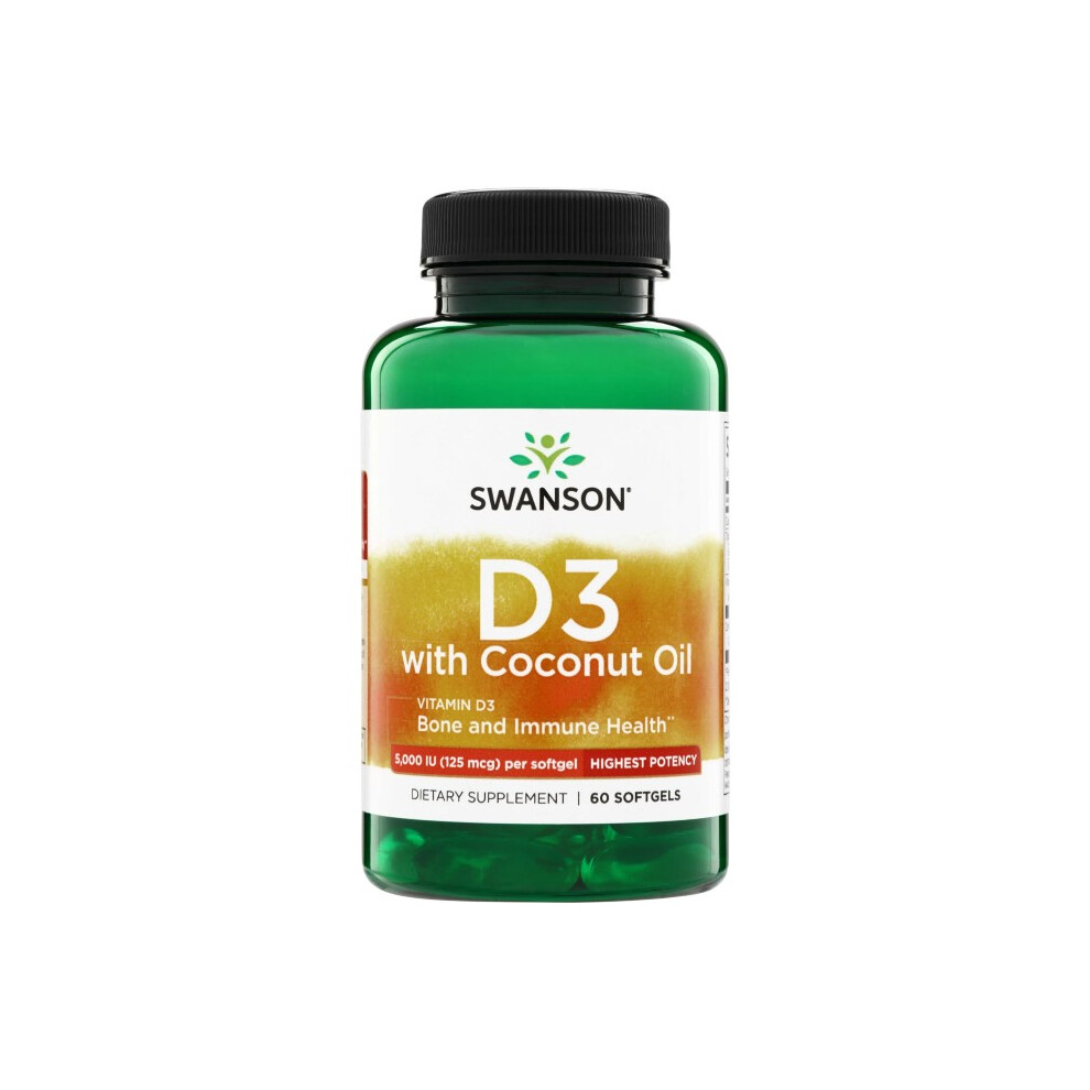 Vitamin D3 with Coconut Oil 60 Softgels Swanson Health Products