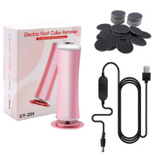 (Pink) Electric Foot File Callus Remover - Adjustable Speed Pedicure Tool with 60 Sandpaper Discs, Black