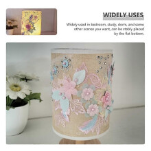 Eease Mushroom Table Lamp USB Floral Textile Vintage Wooden Bedside Lamp