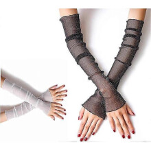 2 pairs of ultra-thin lace long gloves for women, UV sun protection, fingerless sun protection