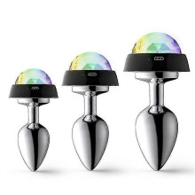(S) Sound-Activated LED Anal Plugs Metal Dilation Set Non-Stainless Steel Posterior Anal Toys