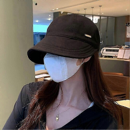 (White) Foldable Wide Brim Sun Hat Drawstring Adjustable Caps Beach Hats Summer