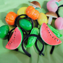 (double green lemon) Fun Unique Resin Headband With Realistic Fruit And Vegetable Designs For Birthdays And Festival Celebration Gathering