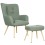 Beliani Wingback Chair VEJLE with Footstool Boucle Light Green 4