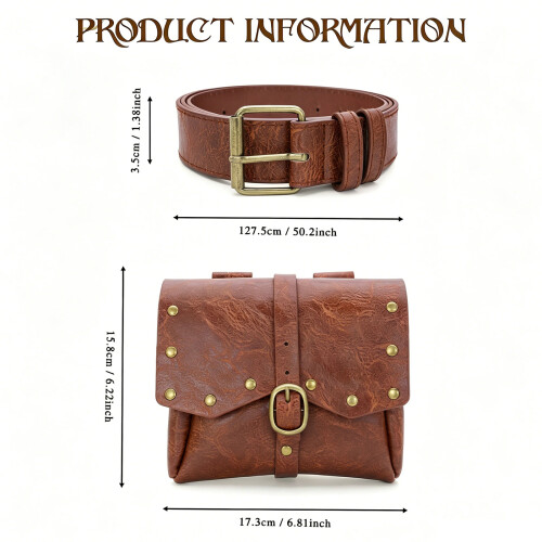Adjustable Waist Pouches With Multiple Compartments PU-brown 2