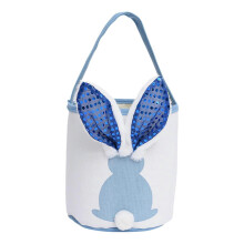 Cute Easter Bunny Basket, Easter Baskets with LED Colorful Lighted Bunny Ears Cotton Bunny Basket Egg Hunt Bag for Storing Eggs