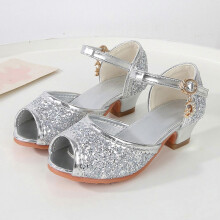 Girls Sandals Closed Toe Heels Wedding Party Girls Dress Shoes Toddler Little Big Kid Silver 1