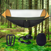 Large Camping Hammock with Net Lightweight Polyester Hanging Hammocks Tree Straps Swing Hammock Bed for Outdoor Backpacking Backyard Hiking