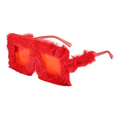Übergroße Sonnenbrille, stilvoller pelziger Rahmen, Plüsch,-9